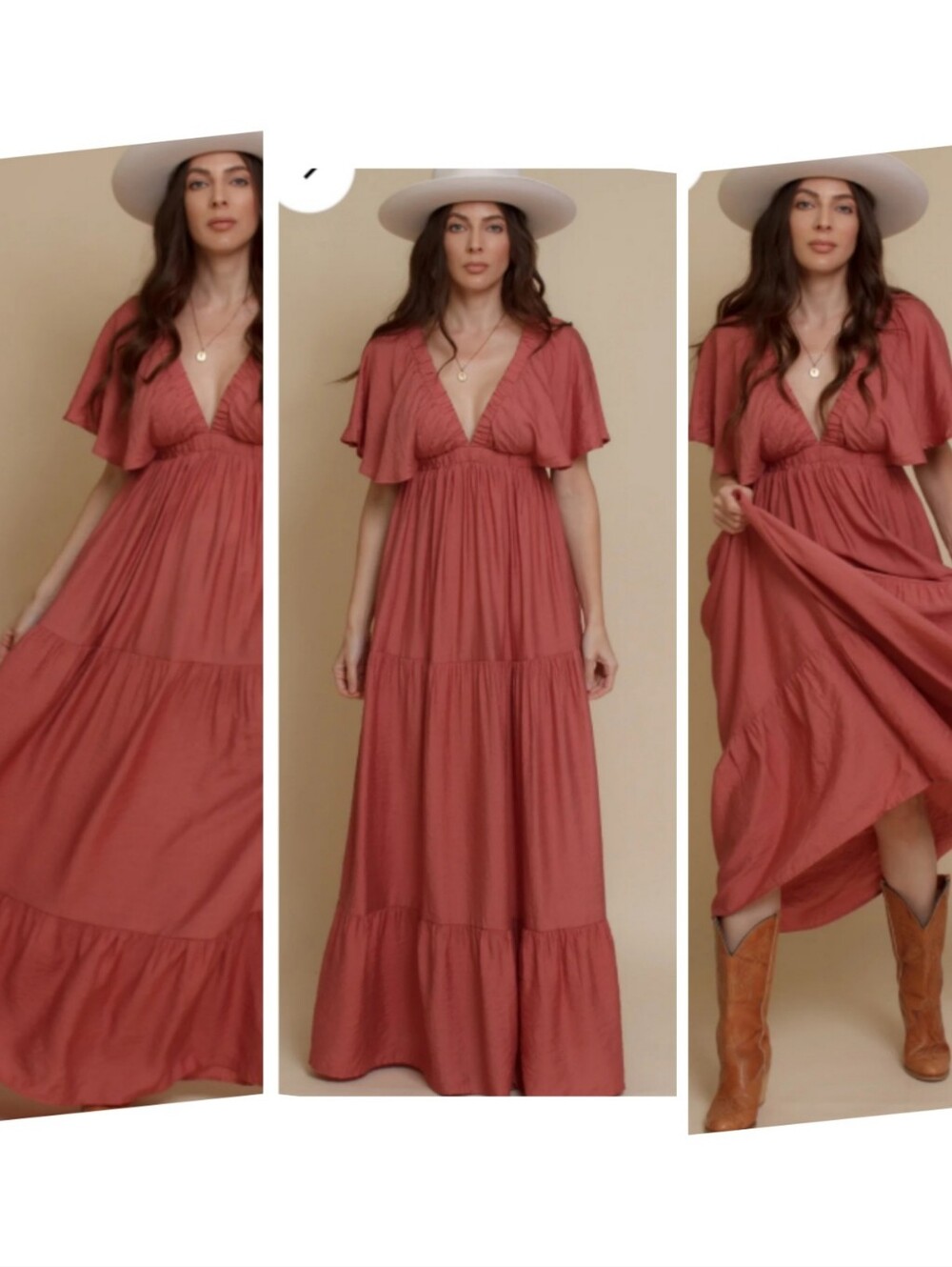 WISHLIST APPAREL Boho Plunging Neckline Maxi Dress M
